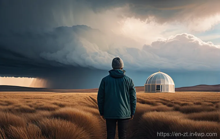 회복탄력성을 높이는 심리적 안전망 구축 - **Prompt:** "A person stands resiliently on a vast, serene landscape under a clearing sky after a ge...