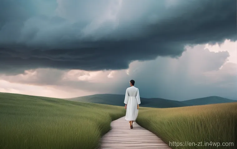 정신적 회복탄력성과 생활의 질 향상 - **Prompt:** A serene and empowered adult figure stands confidently on a path winding through a gentl...